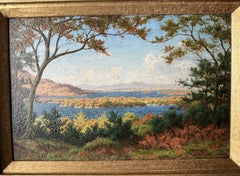 Leonard Mellor Lake Landscape Oil on Board Painting