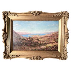 Leonard Mellor Lake Landscape Oil on Board Painting Signed