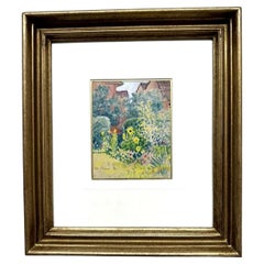 Alfred J. Prust, "Girasoli" in stile impressionista francese, acquerello firmato
