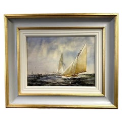 Michael Jenkins Marine Nautical Watercolour Painting of Racing Sailing Yachts