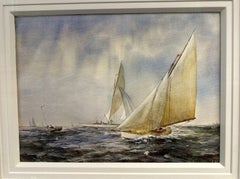 Michael Jenkins Marine Nautical Watercolour Painting of Racing Sailing Yachts