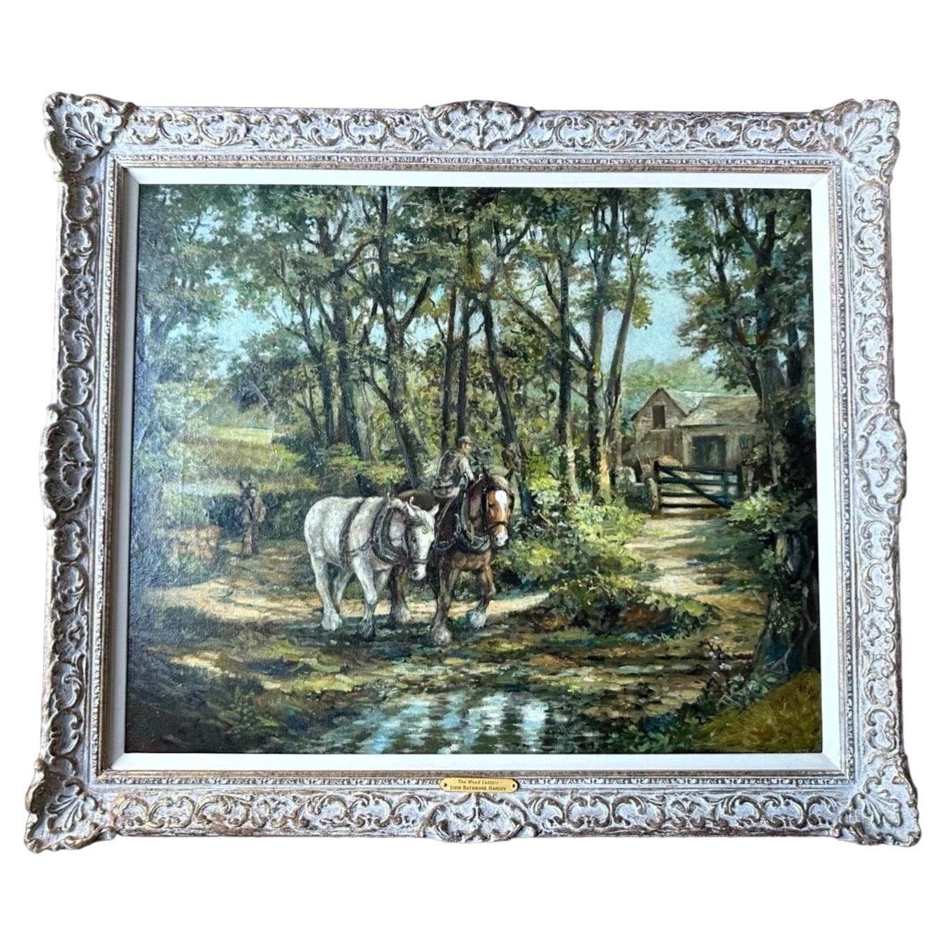 John R. Harvey : peinture à l'huile britannique représentant des chevaux dans un paysage en vente