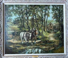 John R. Harvey British Landscape Oil Painting of Horses