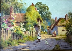 Early 20th Century British Watercolour Painting of Thatched Cottages