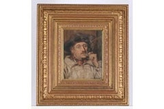 Arthur C. Shorthouse Watercolour Portrait Oil Painting of a Fisherman with Pipe