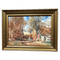 Aquarell von John Keeley mit dem Titel „Herbst in Henley-in-Arden“, um 1910