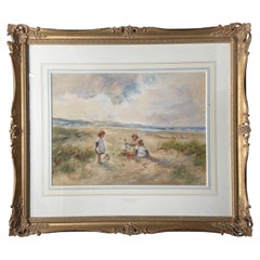 Thomas T. Patterson Watercolour Painting of Children Playing on the Beach