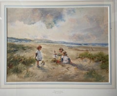Thomas T. Patterson Watercolour Painting of Children Playing on the Beach
