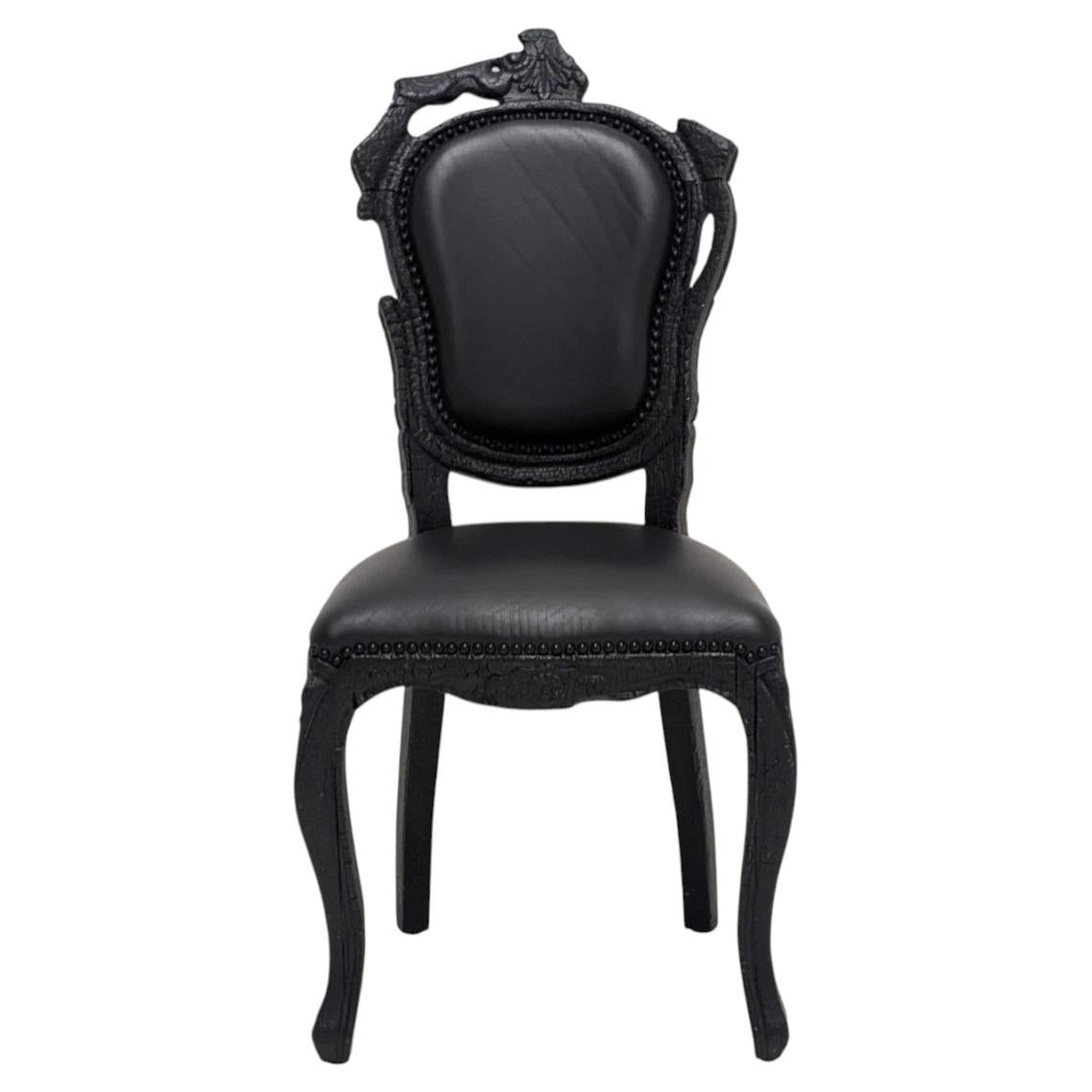 Maarten Baas for Moooi Contemporary Designer Black Leather Chair For Sale