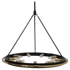 Lámpara de araña de 9 luces con anillos de latón y bronce antiguo de Hudson Valley Lighting Chambers
