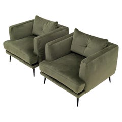 Juego de dos sillones de diseño «Sophia» de Egoitaliano, de terciopelo verde