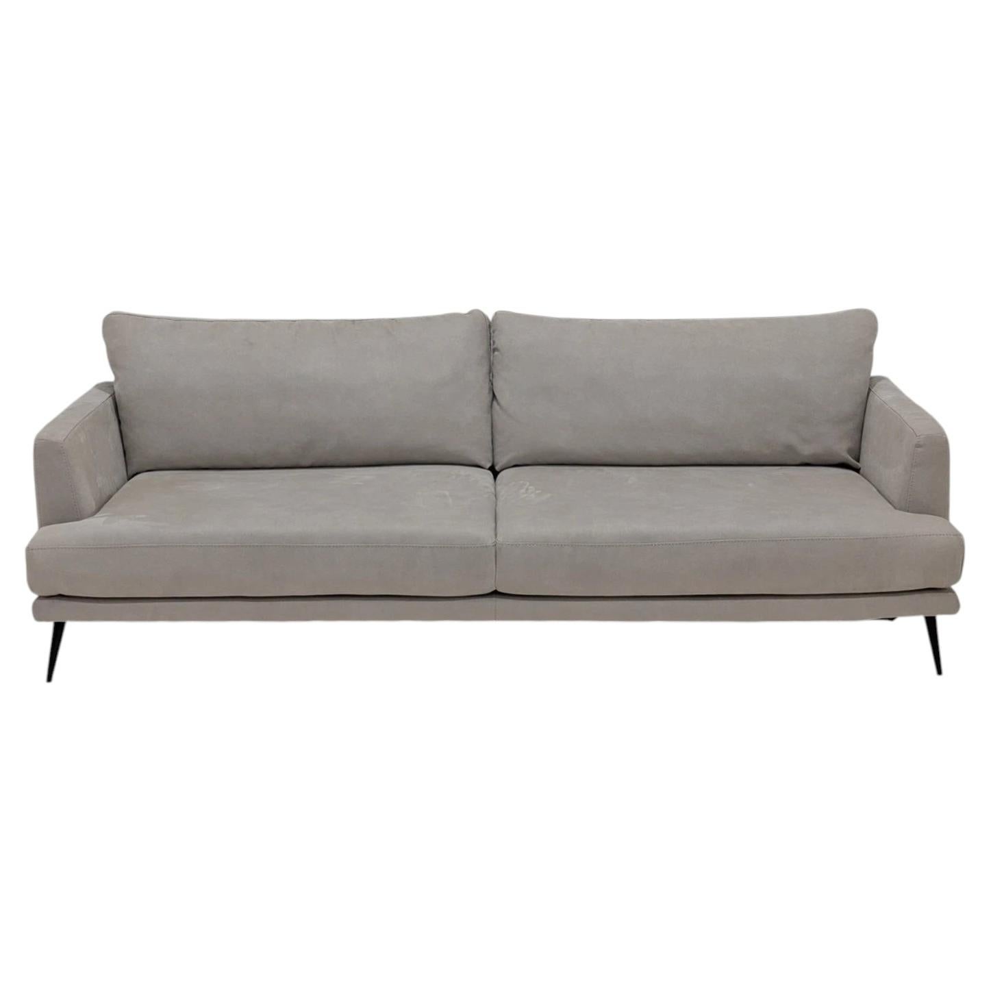 Egoitaliano Sophia Cream Designer Nubuck Leather Three-Seat Sofa For Sale