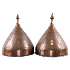 Pair of 19th-Century Azerbaijani Hand-Hammered Copper Sarpush Food Covers