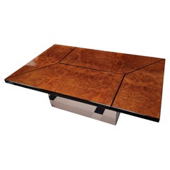 Paul Michel Bobois French Burl Wood Metamorphic Cocktail Bar Coffee Table 70s