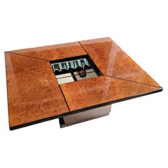 Paul Michel Bobois French Burl Wood Metamorphic Cocktail Bar Coffee Table 70s