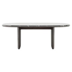 Laskasas Jeane Sculptural Dining Table in Black Marble and Dark Wood, Portugal