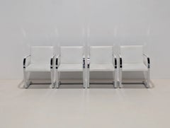 Set of 4x Knoll Brno Flat Bar Chairs by Knoll, White Leather