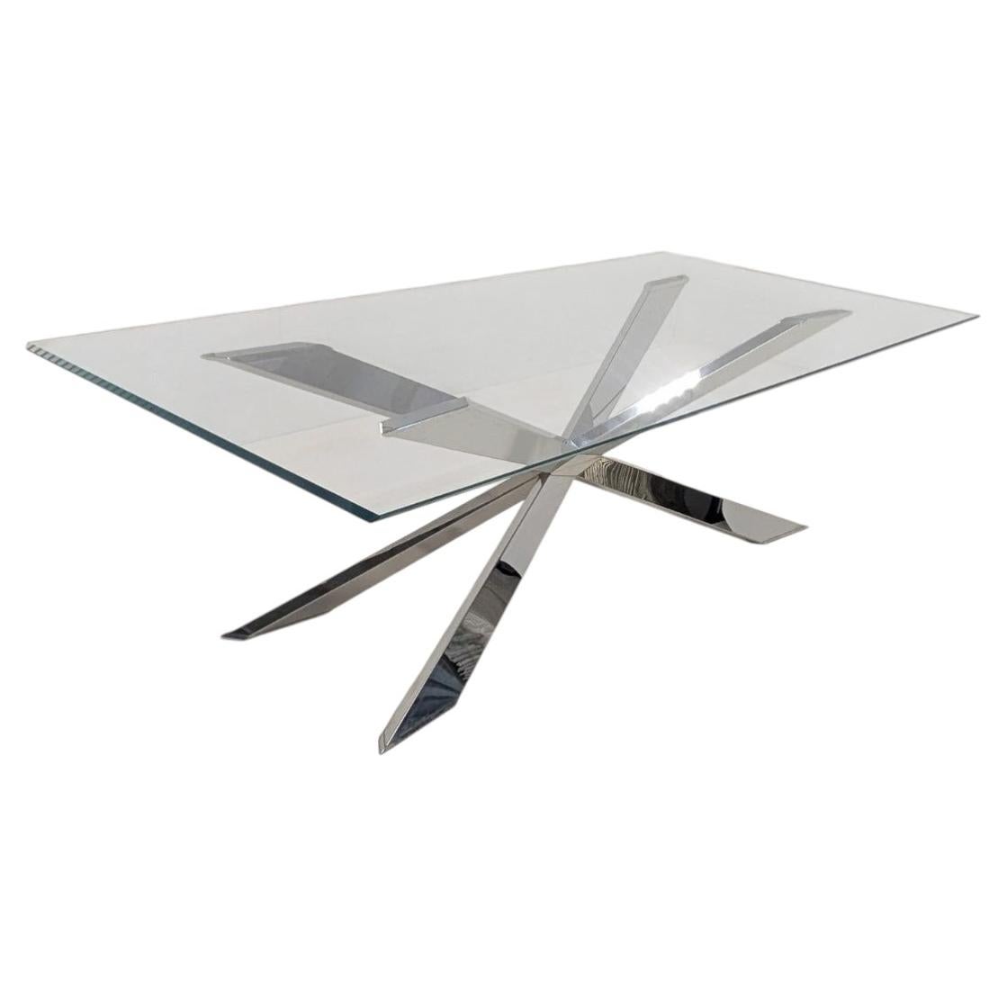 Mesa de comedor «Spyder» de Cattelan Italia, con base de acero inoxidable pulido en venta