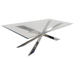 Cattelan Italia Spyder Glass Dining Table with Polished Stainless Steel Base