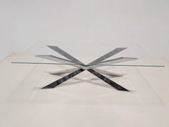 Cattelan Italia Spyder Glass Dining Table with Polished Stainless Steel Base