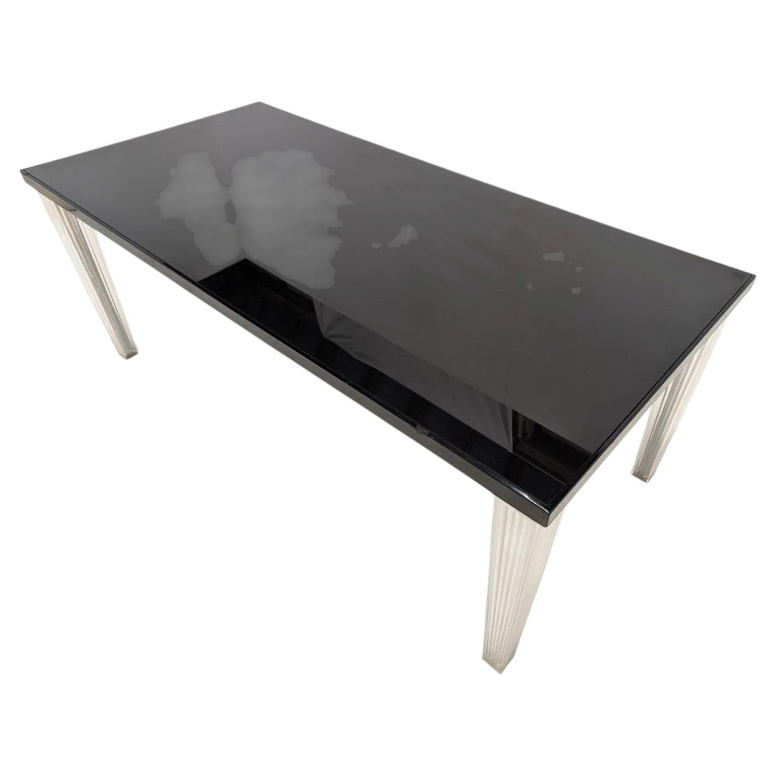Philippe Starck Black Dining Table with Clear Acrylic Legs, Contemporary Design For Sale