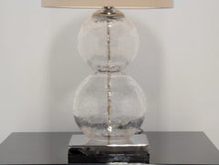 Lampada da tavolo Porta Romana Medium Pasteur in vetro trasparente craquelé con base in nichel