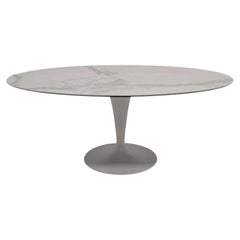 Sovet Italia Elliptical Flute Dining Table with Calacatta Ceramic Top