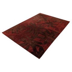 Calvin Klein Designer Urban Winter Flower Rug in Garnet Wool Blend