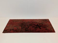 Calvin Klein Designer Urban Winter Flower Rug in Garnet Wool Blend