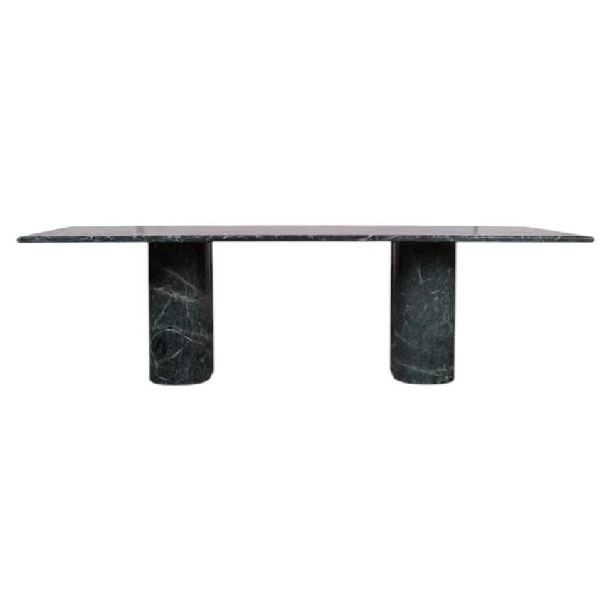 Pure White Lines Arizona Green Marble Designer Dining Table For Sale