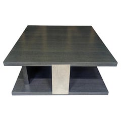 Orenda Clifford Designer Coffee Table in Dark Wood & Polished Metal
