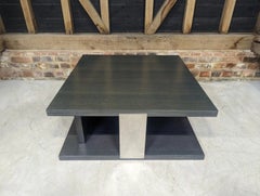 Orenda Clifford Designer Coffee Table in Dark Wood & Polished Metal