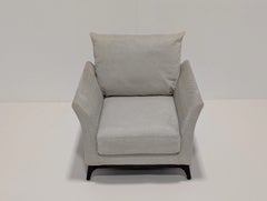 Fauteuil design Roche Bobois en tissu gris et beige