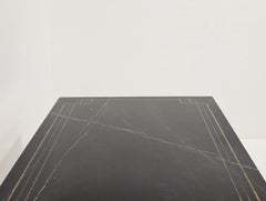 Timothy Oulton Titus Designer Dining Table in Black Marble & Brass