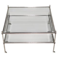 Eichholtz Aubrey Designer Coffee Table in Silver Plated Metal and Glass