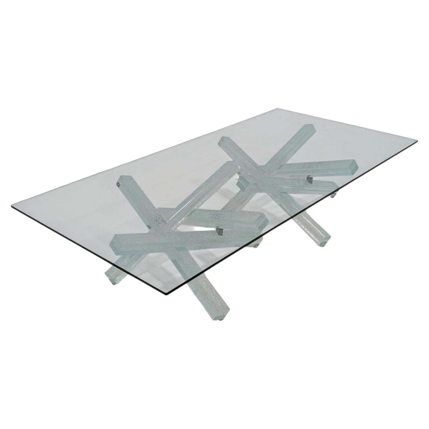 Table basse en verre sculpturale d'inspiration « Reflex Angelo Mikado » au style contemporain en vente