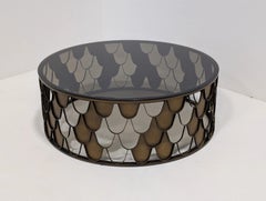 Eichholtz Contemporary Designer Coffee Table in Antique Copper & Tawny Glass