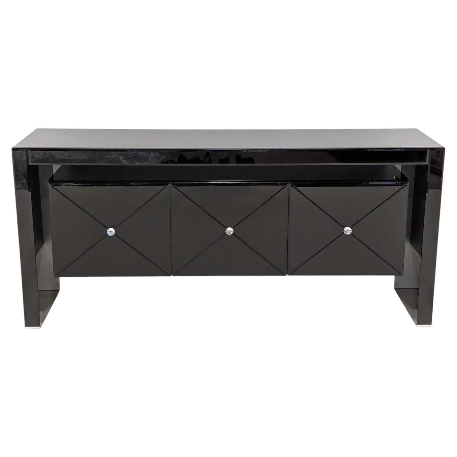 Reflex Angelo Avantgarde Black Lacquer Sideboard with Swarovski Crystal Handles For Sale