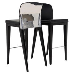 Reflex Angelo Sit Bar Stools by Pininfarina in Black Leather and Chrome
