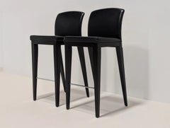 Reflex Angelo Sit Bar Stools by Pininfarina in Black Leather and Chrome