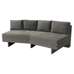 Contemporary Bray Design Curved Sectional Sofa in Grey Velvet with Brass Feet