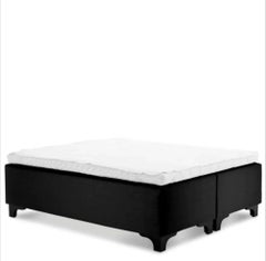 Eichholtz Mavone Super King Bed in Black Upholstery, Box Spring & Topper