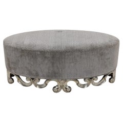 Christopher Guy Vuitton Ottoman in Black Sea Silver Leaf