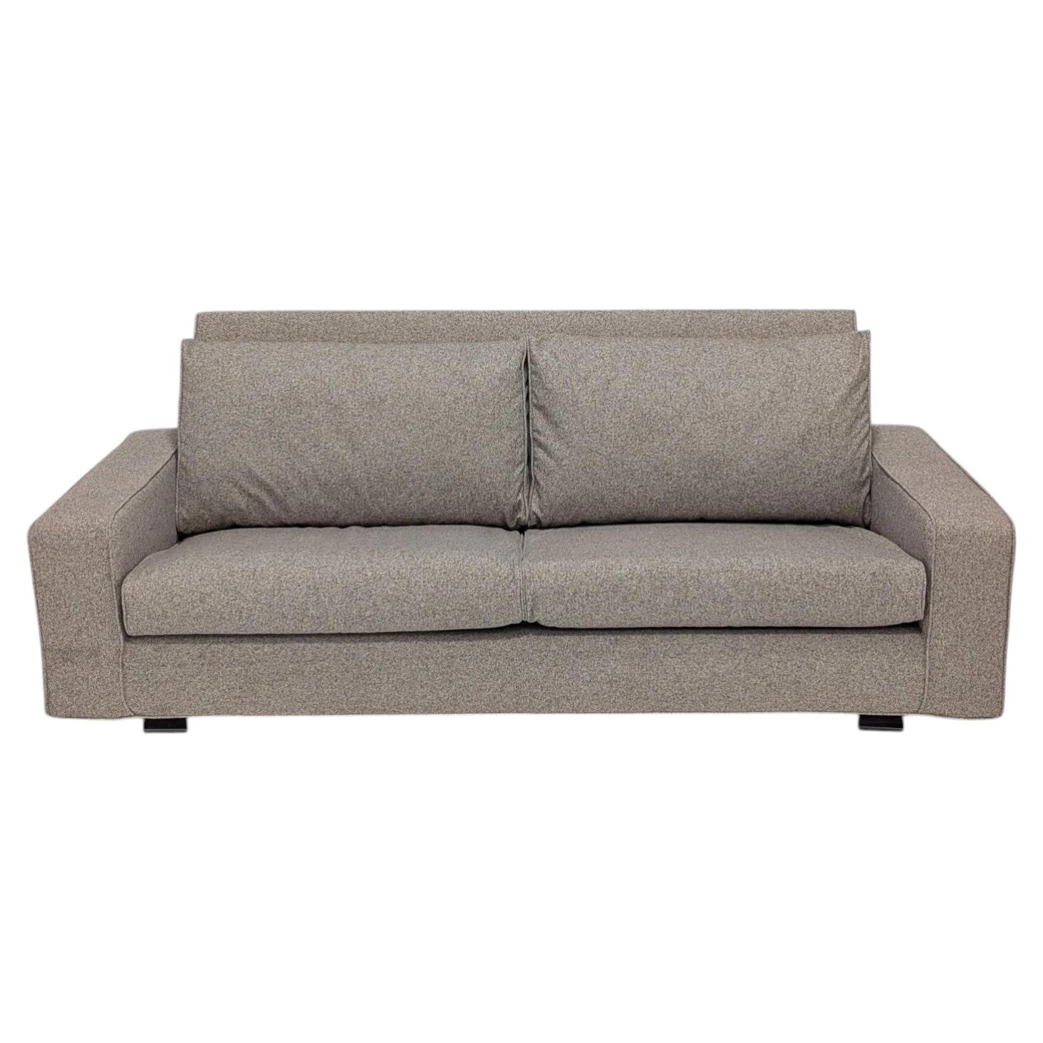 Minotti Newport Italian Designer Sofa in Stone Beige Upholstery For Sale