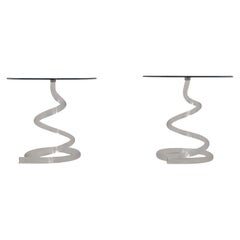Set of 2x Reflex Ghibli Transparent Glass Sculptural Coffee Tables