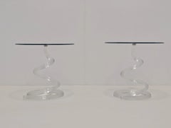 Lot de 2 tables basses sculpturales en verre transparent « Reflex Ghibli »