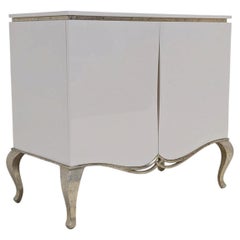 Christopher Guy Designer White Lacquer & Black Sea Silver Leaf Cabinet