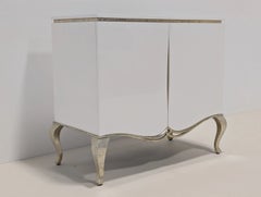 Christopher Guy Designer White Lacquer & Black Sea Silver Leaf Cabinet