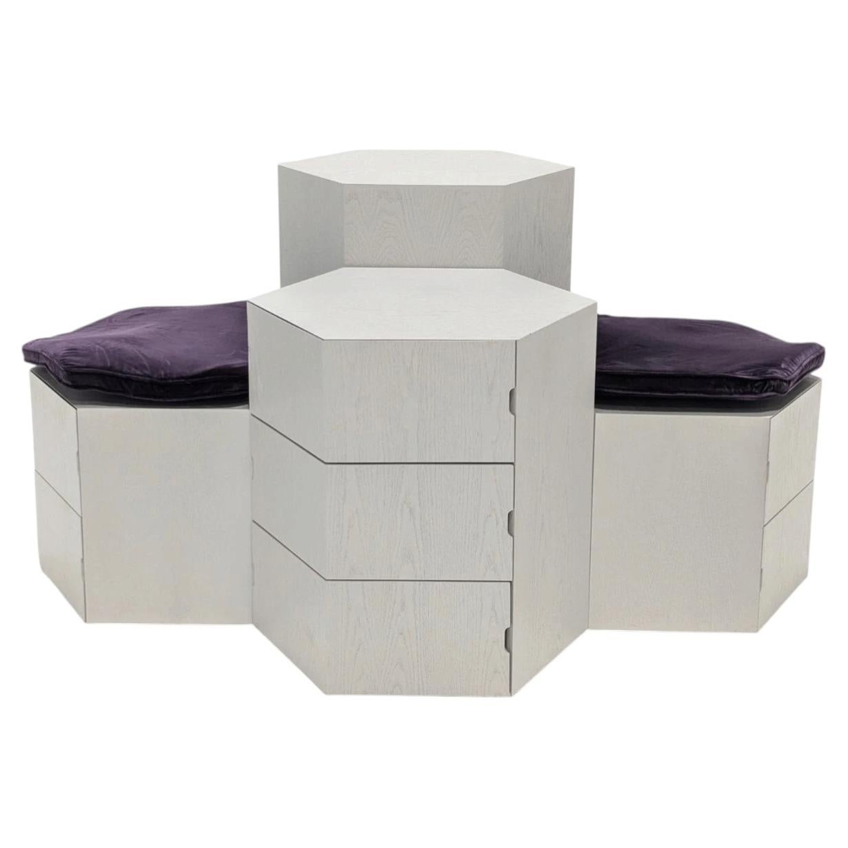 SylvanWorks Modular Hexagonal Cabinet and Seating Unit by Gareth Langdon For Sale