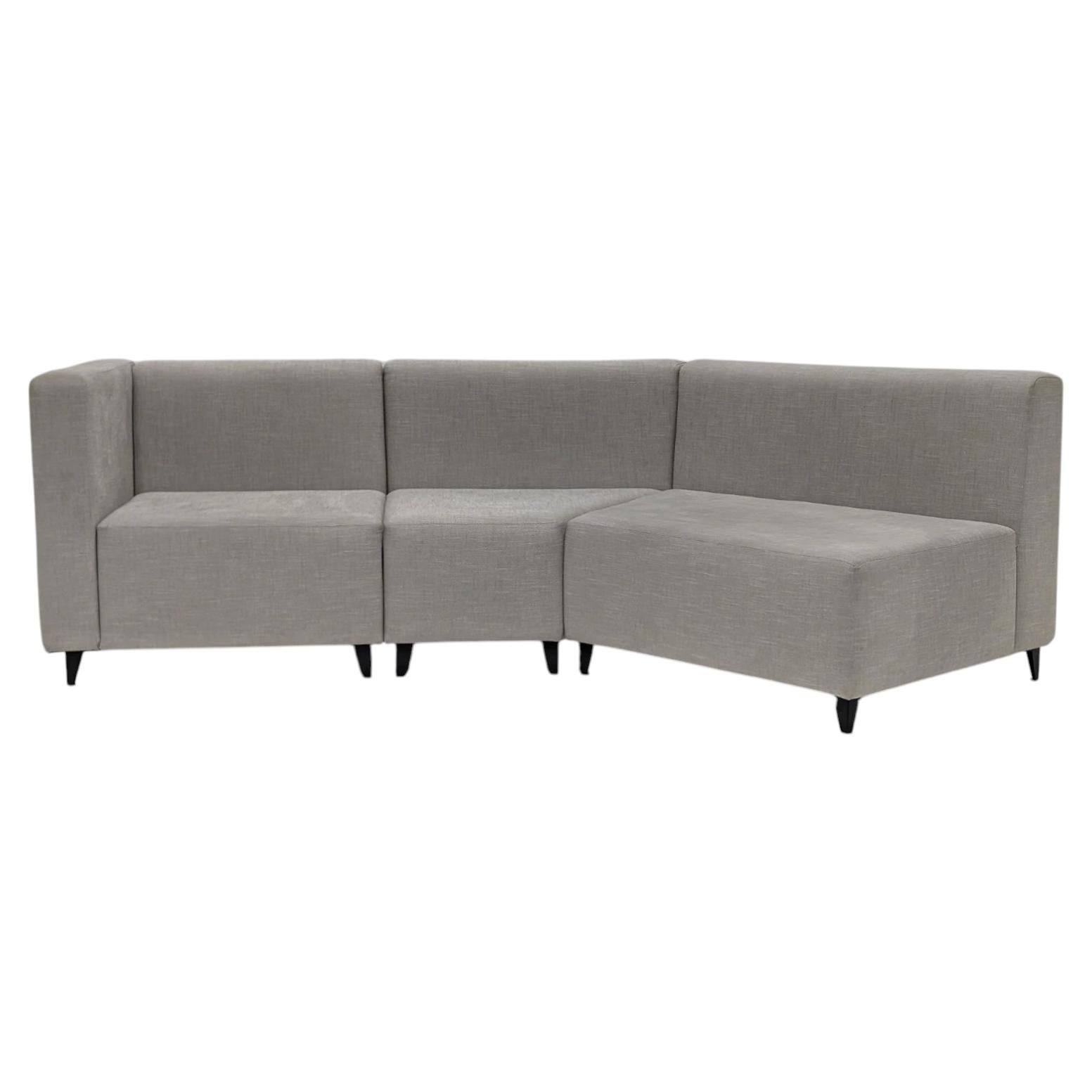 Bespoke Henry Gurney Designer Modular Corner Sofa in Light Grey Linen